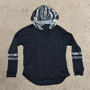 Dark Gray and Silver Hooded Shirt
